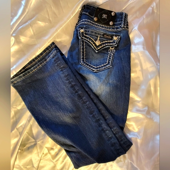 MISS ME jeans size 28 bootleg boot leg rhinestone jeans. - Picture 1 of 14